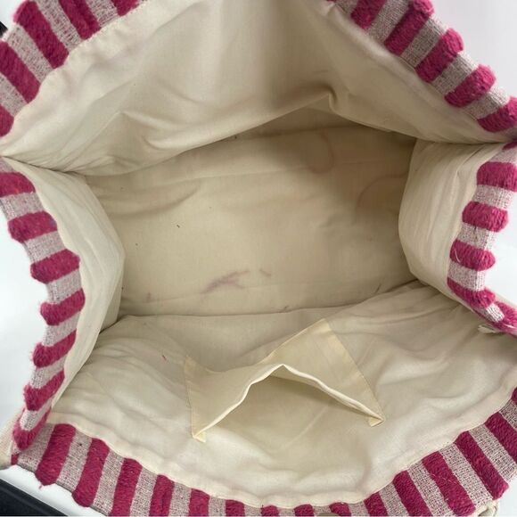 Christian Siriano Women’s Pink Creme Stripe Double Handle Large Terry Cloth Tote - Picture 8 of 10